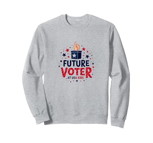 USA Kids Future Voter Patriotische Stars Wahlgrafik Sweatshirt, Unisex für Erwachsene, Grau Meliert, XL von Generic