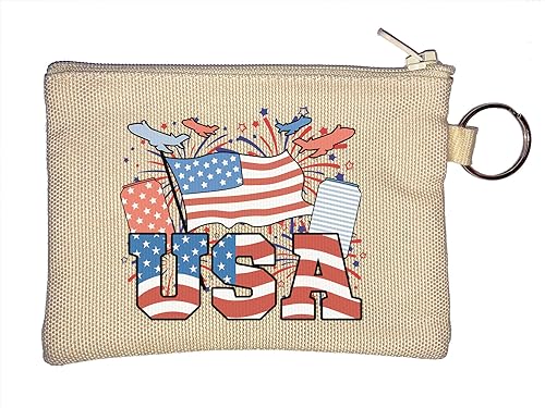 USA United States of America Flag Happy July 4th Monedero llavero Beige One Size von Generic