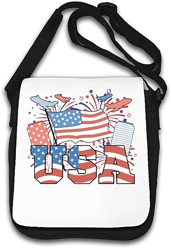 USA United States of America Flag Happy July 4th Schultertasche Weiß One Size von Generic