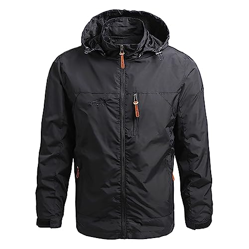 Ubergangsjacke Herren In Ubergröße Mittlere Lang Einfarbig Wanderjacke Mit Abnehmbar Kapuze Baggy Luftig Outdoor Sport Bomberjacke Schlichter Freizeit Softshelljacke von Generic
