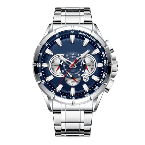 Uhren aus Edelstahl für Männer – Herrenuhr mit drei Unterkadinen | Datumskalender, modischer Schmuck, Business-Kleidungszubehör für Weihnachten, Ostern von Generic