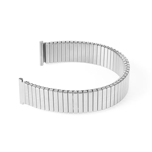 Uhrenarmband aus Edelstahl und Metall, elastisch, 12 mm, 14 mm, 16 mm, 18 mm, 20 mm, verstellbar, for Herren und Damen, universelles Ersatzarmband(Sliver,18mm) von Generic