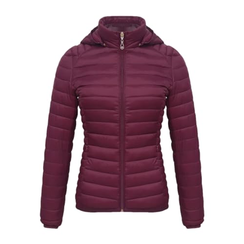 Ultraleichte, gepolsterte Pufferjacke für Damen, einfarbig, leicht, warm, Outdoor-Parka-Kleidung, burgunderfarben, L Ultraleichte, gepolsterte Pufferjacke für Damen, einfarbig, leicht, warm, Outdoor-Parka-Kleidung, burgunderfarben, L von Generic