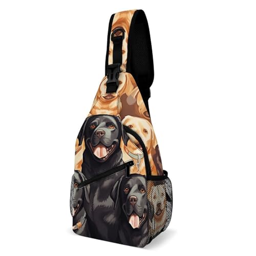 Umhängetasche Labrador Retriever Hunde Anti-Diebstahl Sling Rucksack Verstellbarer Rucksack Für Herren Outdoorsport Radfahren 19X39Cm von Generic