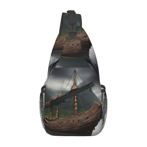 Umhängetasche Wikingerboot Druck Multipurpose Schultertasche Anti-Diebstahl Taktisch Brusttasche Für Radfahren Herren Kletternoutdoor 19X39Cm von Generic