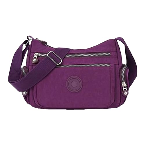 Umhängetasche für Damen, Umhängetasche, Umhängetasche, lässige Nylon-Geldbörse, Handtasche Damen Umhängetaschen Schwarz (Purple, One Size) von Generic
