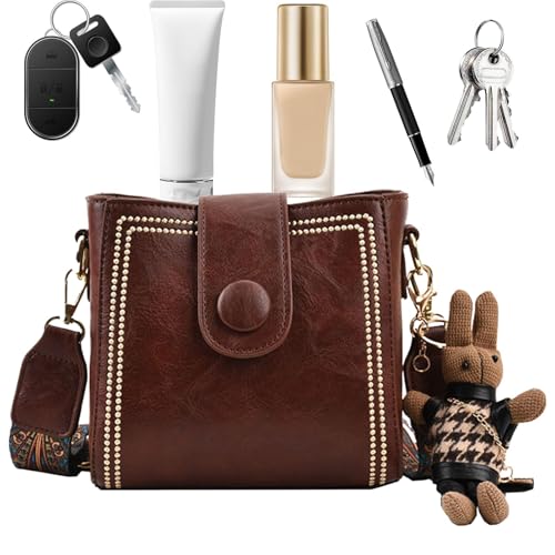 Umhängetasche für Damen – Retro-Klassiker Kuriertasche, Damentasche mit verstellbarem Gurt | Umhängetasche für Frauen PU Retro Square Messenger-Tasche Perth Verstellbarer Handgurt Tasche von Generic