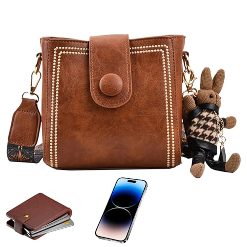 Umhängetasche für Damen – Retro-Klassiker Kuriertasche, Damentasche mit verstellbarem Gurt | Umhängetasche für Frauen PU Retro Square Messenger-Tasche Perth Verstellbarer Handgurt Tasche von Generic