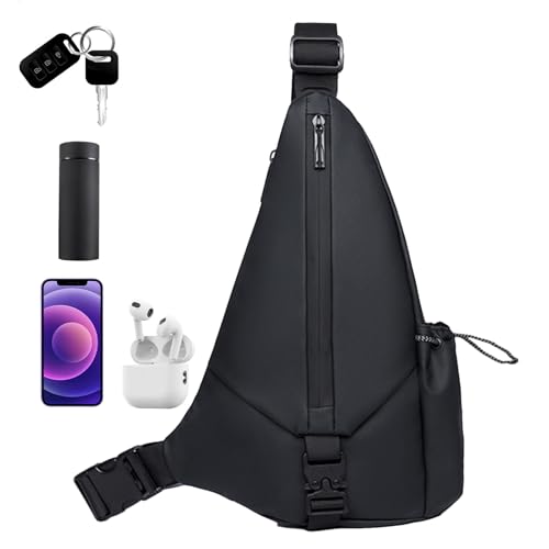 Umhängetasche für Herren, Brusttasche für Motorrad, leichte Brusttasche, wasserdicht, dreieckig, mit Einzelriemen, für Wanderungen und Reisen von Generic