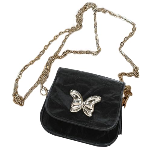 Umhängetasche mit Kette, Handtasche in Schmetterlingsform für Frauen | Innovative Damentasche Schultertaschen - Handtasche mit feiner Handwerkskunst für Familienfreunde Kollegen, schwarzes, se von Generic