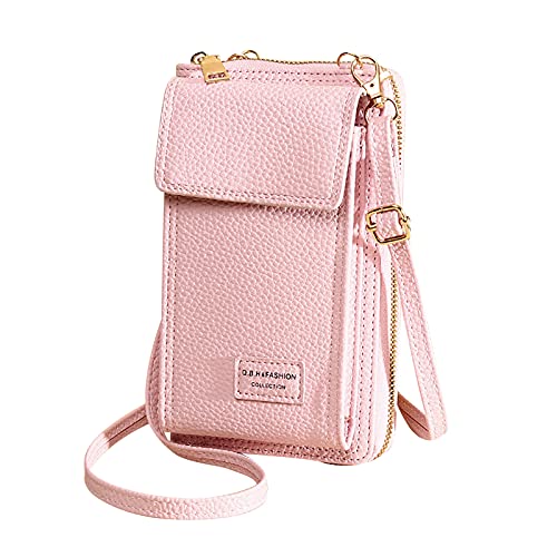 Umhängetaschen Groß Mode Reißverschluss Mobile Einzeltaschen Frauen Telefon Taschen Umhängetaschen Body-Kuriert Damen Umhängetaschen (Pink, One Size) von Generic