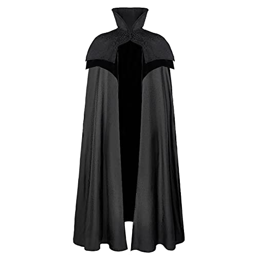 Umhang Mittelalter Herren,Umhang Ohne Kapuze,Renaissance Vampirumhang mit Kragen Vampir Cape Mantel Retro Vintage Cloak Trenchcoat Erwachsene Cosplay Uniform Fasching Halloween Karneval Cosplay Kostüm von Generic