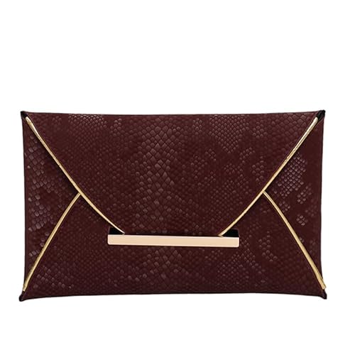 Umschlag Kupplung Handtasche PU Lederumschlagbeutel Umschlag Kupplungstasche for Hochzeitsfeier und Abendveranstaltungen rot von Generic