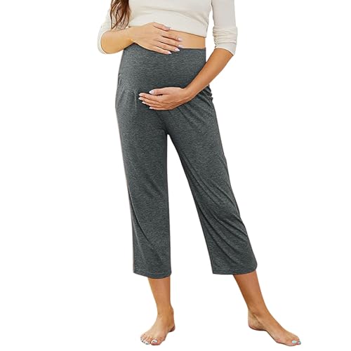 Umstandshose Damen Schwangerschaftshose Umstands Jogginghose Casual Lang Hosen Schwangerschafts Hosen Hohe Taille Umstandsmode Yogahose Pyjamahose Freizeithose für Schwangere (J-GY2, L) von Generic