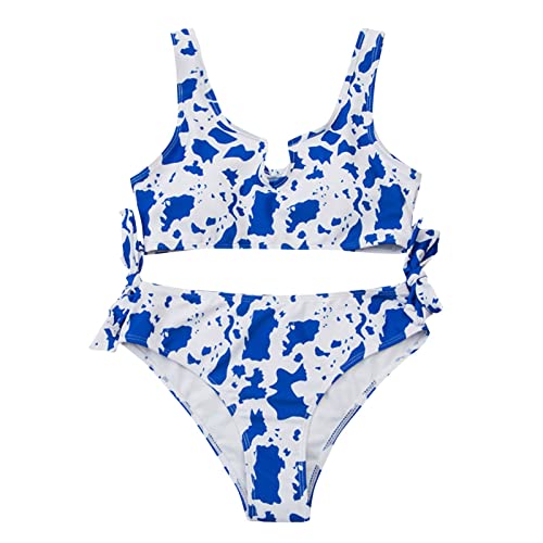 Umstandsmode Bikini Frauen-Bikini-Set bedrucktes zweiteiliges Strandabnutzungs-heißes sexy Badebekleidungs-Bikini-Set Bikini Lady (Blue-D, L) von Generic