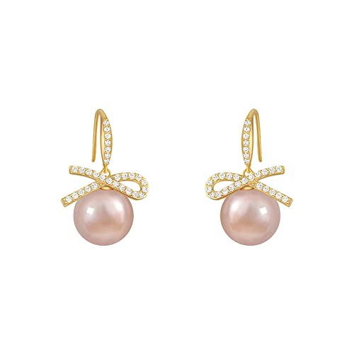 Und ene Ohrringe Band Kristall Bogen Perle Strass Mode Ohrringe für Frauen Ohrringe Ohrringe Perlen Tropfen Ohrringe Damen (Khaki, One Size) von Generic