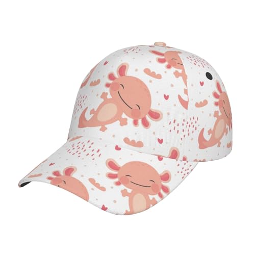 Unisex,Herren Dame Outdoor-Mütze Kawaii Axolotl Süßer Cartoon Baseballmütze Retro Freizeitmütze Mode Baseball Kappe Für Outdoor Strand Ausflüge von Generic
