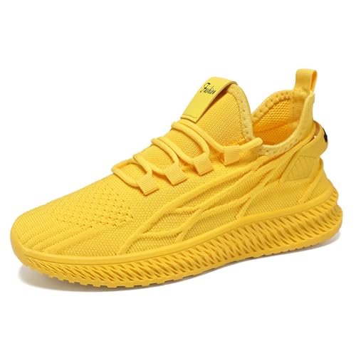 Unisex Barfußschuhe Herren Damen Sommer Barfuss Traillaufschuhe mit Breite Zehenbox Leicht Atmungsaktiv Turnschuhe Bequeme Sneaker Weiche Schuhe Damen-Turnschuhe Sneaker Gelb von Generic