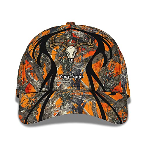 Unisex Baseballmütze Atmungsaktiv Basecap Mode Snapback Kappe Für Laufen Golf Sport 3D-Druck Anpassbare Hirschjagd - Orange Real Tree Hunting Camo von Generic