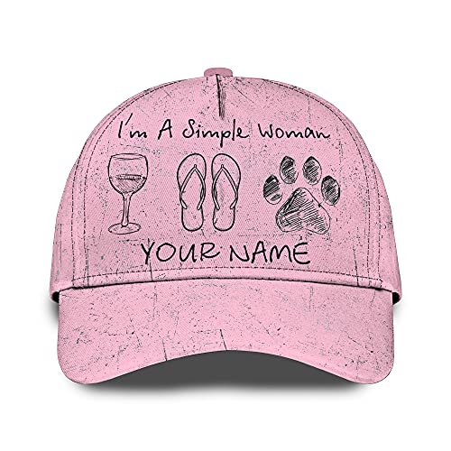 Unisex Basecap Baseballmütze Atmungsaktiv Hysteresenkappe Verstellbar Trucker-Kappe Personalisierte „I'm A Simple Woman“ Personalisierte Kappe Für Flip-Flop-Hundeliebhaber, 3D-Namenswort von Generic