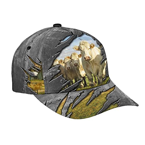 Unisex Basecap Weiße Kühe Metall Hip-Hop-Hut Atmungsaktiv Baseball Kappen Mode Trucker Kappe Für Wander Golf Draussen von Generic
