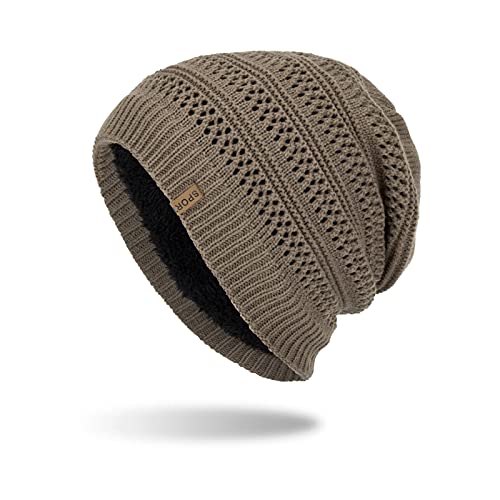 Unisex Beanie Mütze Wärmer Wintermütze Strickmütze Bequem Slouch Longbeanie Herren Sport Beanie mit Dicke Fleecefutter Winddicht Gehörschutzkappe von Generic
