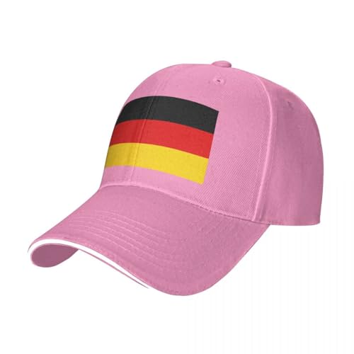 Unisex Deutschland Flagge Flache Traufenkappen mit Verstellbarer Schnalle Männer Frauen Hip Hop Laufen Fitnessstudio Mode Büro Outdoor Snapback Hut rosa von Generic