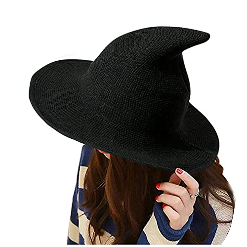 Unisex Fischerhut Verstellbare Sonnenhut Hexe Spitzhut Faltbare Krempe Zauberermütze für Halloween Kostüm Tägliche Damen Hexenhut Mode Breite Cosplay Kappe Reine Farbe Einheitsgröße von Generic