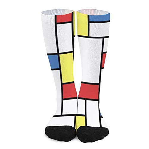 Unisex Lustige Crew Socken,Mod Mondrian Blocks Mid Wade Kleid Socken Sport Socken Sportliche lange Tube Strümpfe für Männer Frauen von Generic