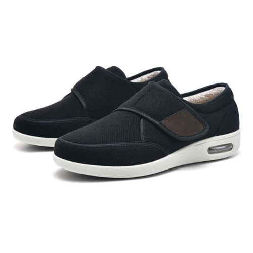 Unisex Memory Foam Warme Diabetiker-Hausschuhe Bequemer Plüsch Arthritis Ödem Geschwollene Füße Schuhe Verstellbare Barfuß-Turnschuhe Für Den Winter,Schwarz,40 EU von Generic