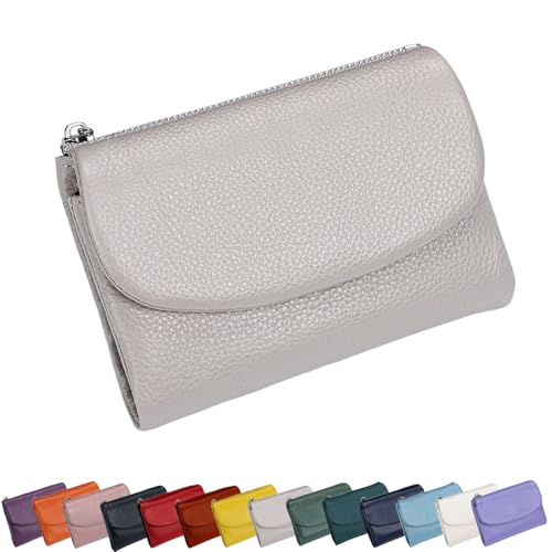 Unisex Pebble Leather Wallet – Compact Purse with Card Slots, Coin Pocket & Cash Storage – Multi-Color Small Wallet for Women & Men (Off-White) von Generic