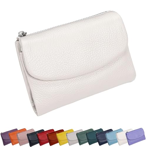 Unisex Pebble Leather Wallet – Compact Purse with Card Slots, Coin Pocket & Cash Storage – Multi-Color Small Wallet for Women & Men (White) von Generic