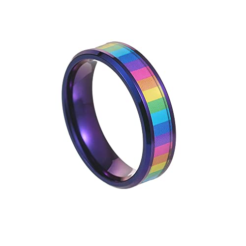 Unisex Regenbogen Ring für Frauen Männer Edelstahl Homosexuell Paar Band Schmuck von Generic