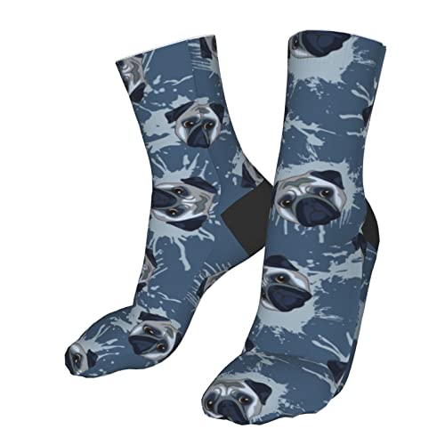 Unisex Socken Hund Print mit grauem Mops Herren Athletic Knöchelsocken Kissen Laufsocken Baumwollsocken Crew Socken, siehe abbildung, One size von Generic