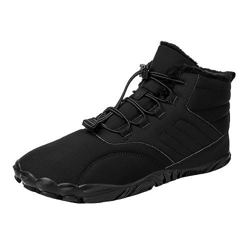 Unisex Winter Barfußschuhe Damen Herren Zehenschuhe, Plüsch Wasserdichte und Stoßdämpfende Schneestiefel Warm Gefütterte Winterschuhe Traillaufschuhe mit rutschfest Sohle & Breiter Zehenbox von Generic