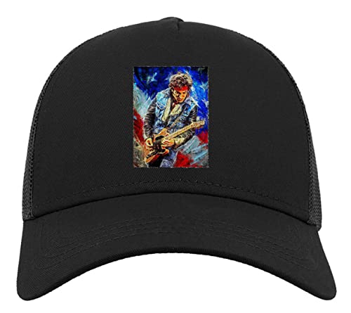 United States Flag Guitar Solo Art Halbmaschige Trucker-Cap-Baseballmütze aus Baumwolle Schwarz von Generic