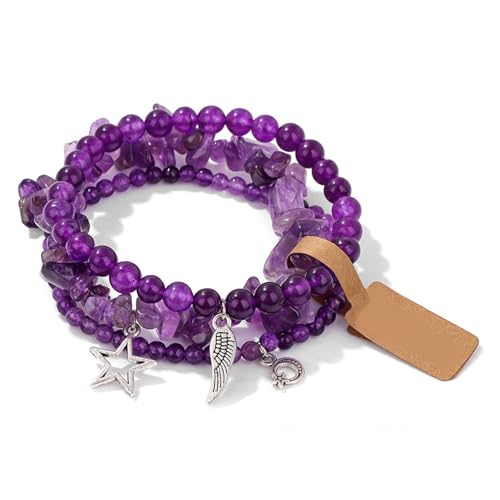 Unregelmäßige Stern- und Mond-Anhänger-Armbänder für Frauen, modisches Perlenarmband, Schmuck mit verstellbarer Kette, 3 Stück, as show, Kein Edelstein von Generic