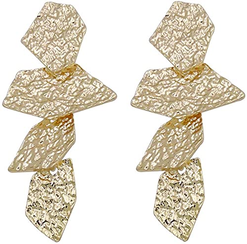 Unregelmäßige geometrische Ohrringe für Frauen, Persönlichkeit, übertriebene Spiegel-Ohrringe, verformte Ohrhänger (Goldfarben) von Generic
