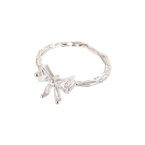 Unregelmäßiger Zirkonia-Bogen-minimalistischer Schmuck süßer Stil stapelbarer Damenring von Generic