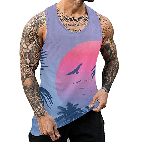 Tank Top Herren Tanktop Tankshirt T-Shirt mit Hawaii-Druck Unterhemden Herren Ärmellos Muscle Shirt Herren Muskelshirt Tank top Herren Sommer Hawaii Hemd Männer Beach von Generic