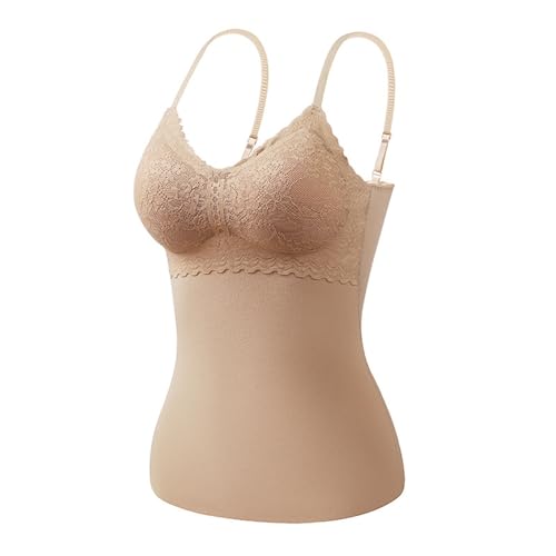 Unterhemden Damen Sexy Thermooberteile Dating Unterhemd Regular Fit Thermounterwäsche Basic Unterwäsche Shirt Bh-Hemdchen Ohne Bügel Unterhemd Mit Bh Blitzangebote(2-Light Brown,Medium) von Generic