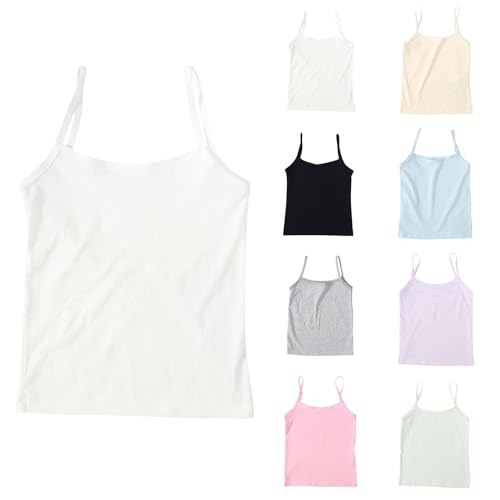 Unterhemden Mädchen Spaghettiträger Undershirt Baumwolle Tank Top Kinder Coole Einfarbige Weiche Leibchen Bequeme Camisole Komfort Atmungsaktive Tops (White, 3-4 Years) von Generic