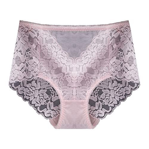 Unterhose Frauen Schlüpfer Blume Slips Erotisch Unterwäsche Lace Lingerie Spitzen String Tanga Panty Damen für Sex mit Spitze Panties & Hipsters Atmungsaktiv Erotic Sexy Dessous Tanga (A005-Pink, XL) von Generic