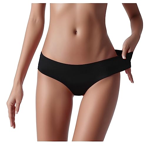 Unterhosen Damen Panty Nahtlose Unterwäsche Baumwolle Slips Weiche Pantys Hipster Einfarbig Underwear Bequeme Atmungsaktiv Unterhose Für Frauen Mädchen (Black, M) von Generic