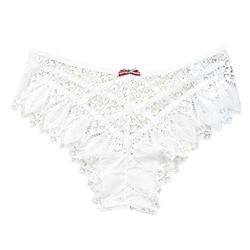 Unterhosen Damen Unsichtbarer Tief Sitzender String Damen Bauchkontrolle Strings Set Damen Panty Bio Baumwolle Atmungsaktive String Thong Tanga Frauen Weich Pantys (C-White, L) von Generic