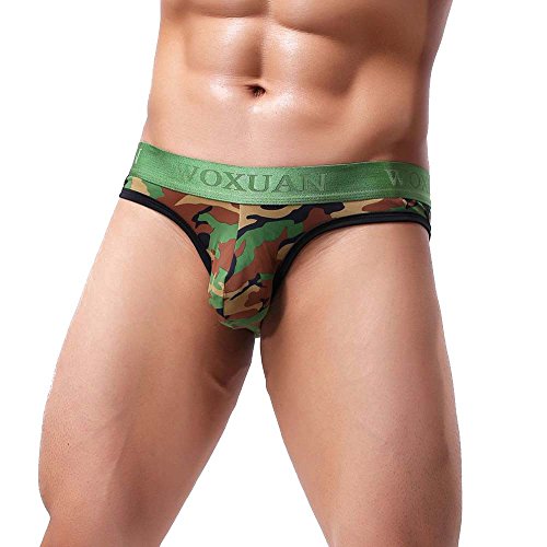 Unterhosen Herren Camo Slip aus Baumwolle Männer Logobund Unterwäsche Weich Microfaser Sportslip Tanga String Bequeme Stretch Herrenslips Mit Eingriff Weichbund Herrenunterwäsche Grün XL von Generic