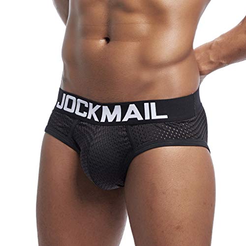 Unterhosen Herren Slip aus Baumwolle Männer Logobund Unterwäsche Weich klassischen Sportslip Tanga Stretch Atmungsaktiv Herrenslips Mit Weichbund Eingriff Männer Unterwäsche Schwarz XL von Generic