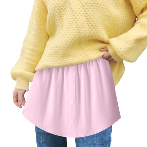 Unterrock Damen Blusenrock Bluse Rock Blusenröcke Hemdrock Hemdverlängerung Blusenverlängerung Hemdrock Unterzie Bluse Rock Verlängerung Extender Mini Skirt mit KnöPfen (Pink-A, XXL) von Generic