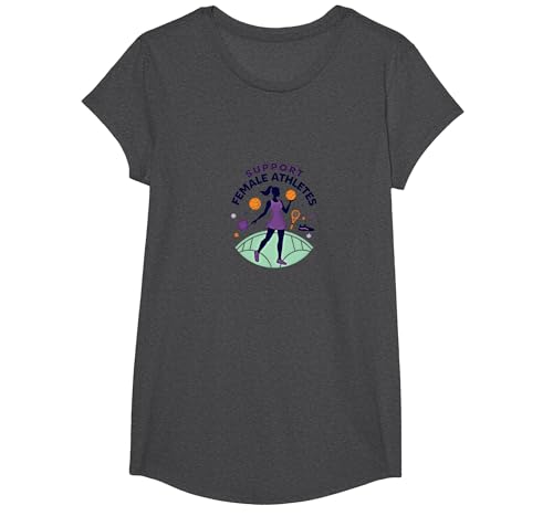 Unterstützen Sie weibliche Sportler T-Shirt, Girls, Anthrazit Meliert, XS Unterstützen Sie weibliche Sportler T-Shirt, Girls, Anthrazit Meliert, XS von Generic