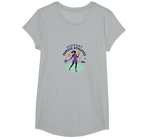 Unterstützen Sie weibliche Sportler T-Shirt, Girls, Grau Meliert, XS von Generic